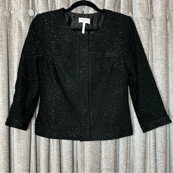 Laundry Shelli Segal Black Metallic Tweed Blazer - Picture 1 of 16